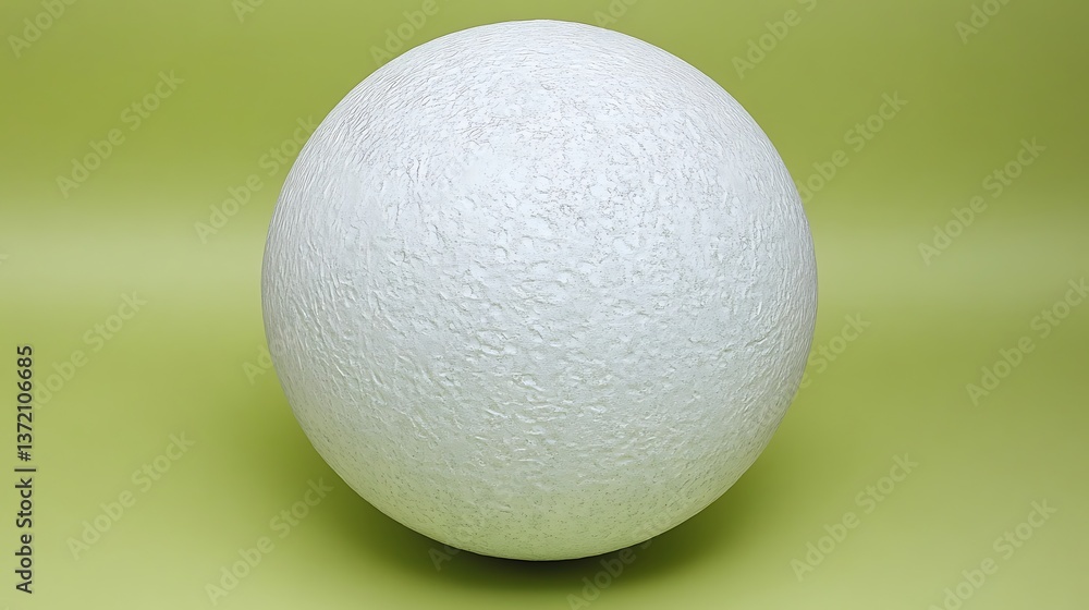 A textured white sphere against a soft green background appears A textured white sphere against a soft green background appears