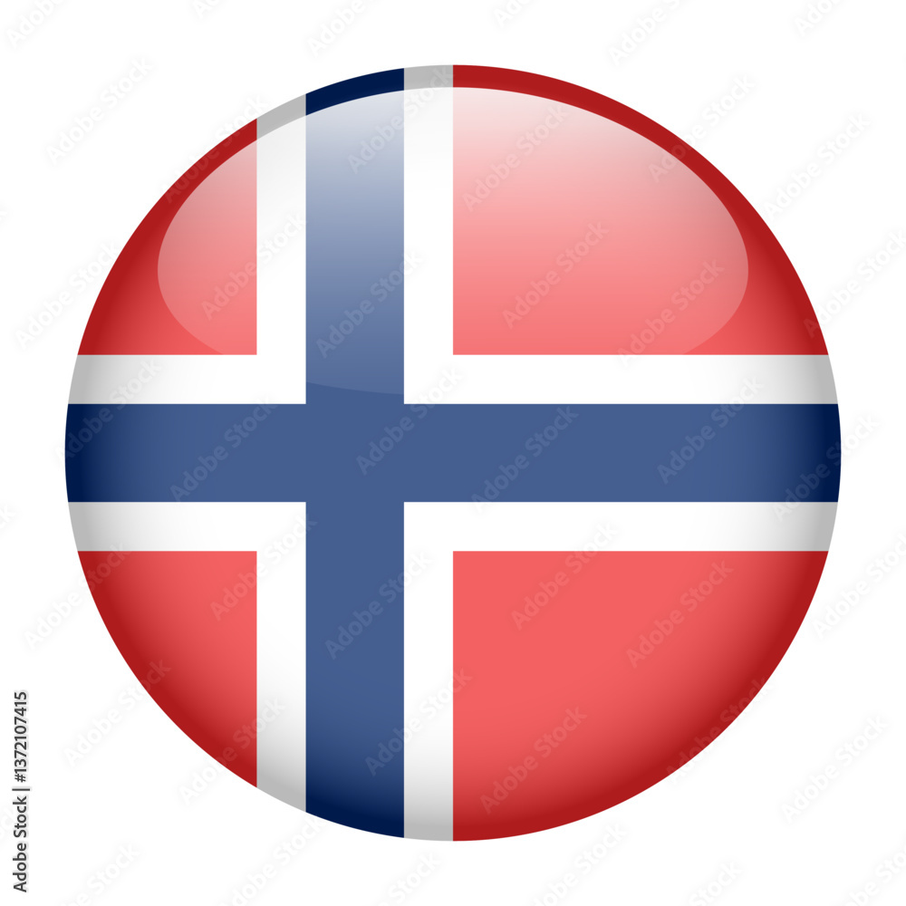 flag of Norway, button round glossy icon flag of Norway, button round glossy icon
