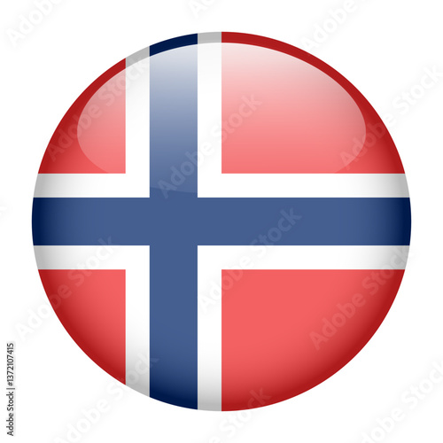 flag of Norway, button round glossy icon