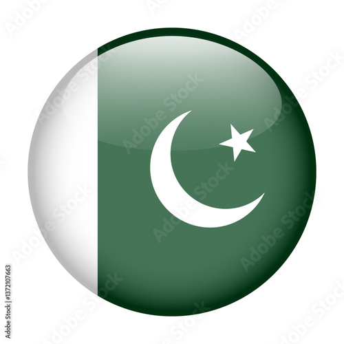 flag of Pakistan, button round glossy icon