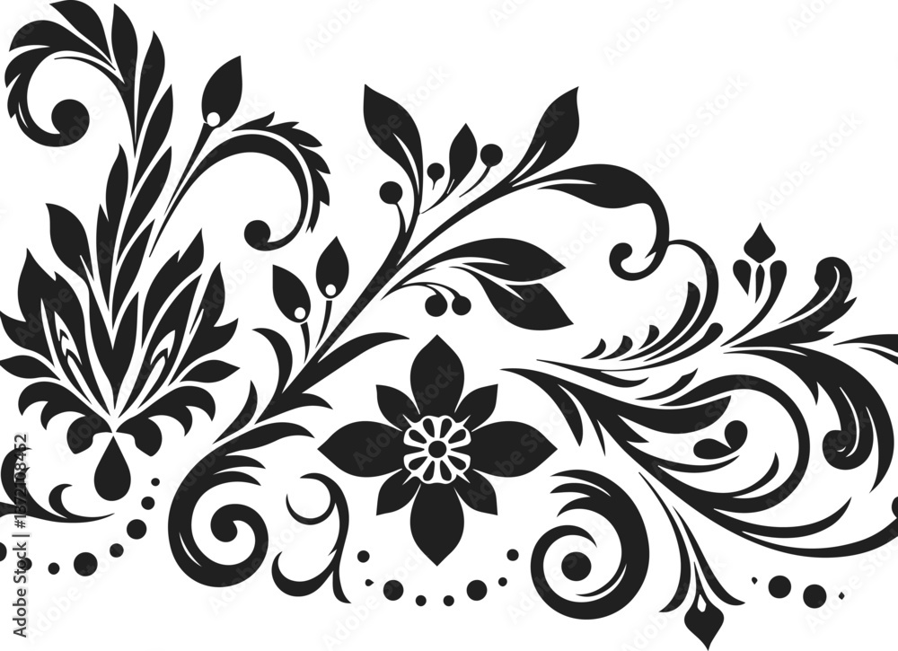 Elegant black Minimalist drawing of flowers with leaves, flower silhouette vector illustration Elegant black Minimalist drawing of flowers with leaves, flower silhouette vector illustration
