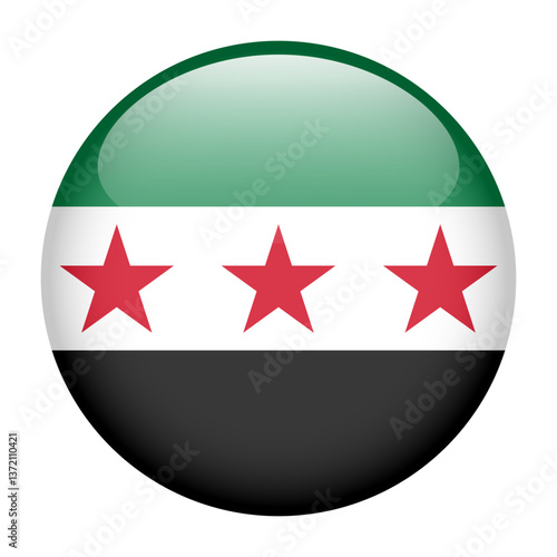 new flag of Syria, button round glossy icon