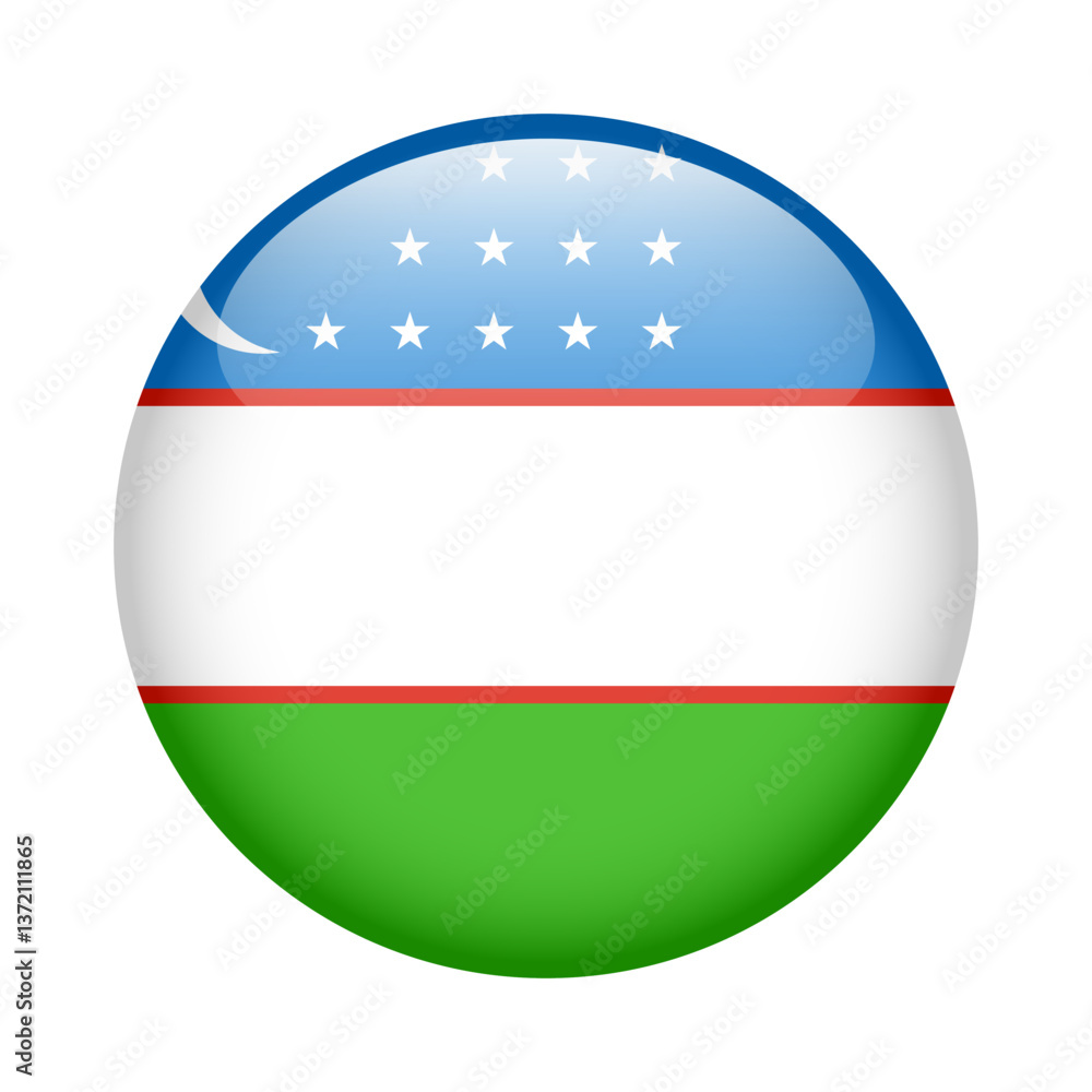 Fototapeta premium flag of Uzbekistan, button round glossy icon