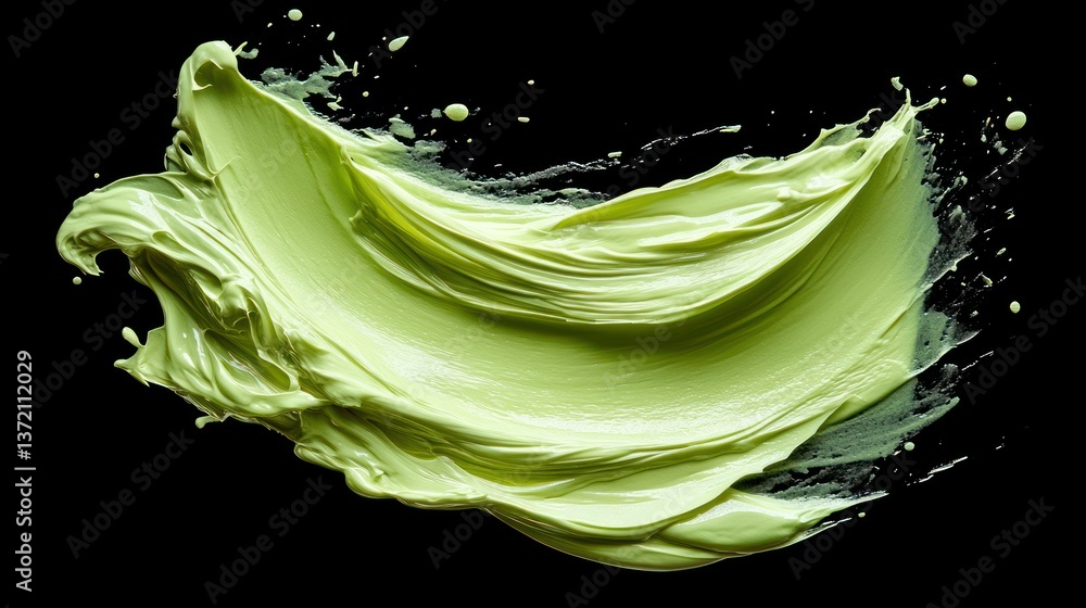 Lime green paint splash, black background, texture, design Lime green paint splash, black background, texture, design