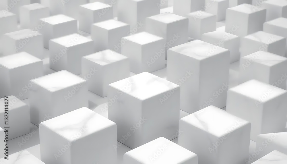 Abstract Arrangement of Clean White Cubes with Light and Shadow Abstract Arrangement of Clean White Cubes with Light and Shadow