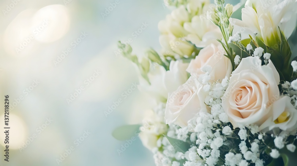 A beautiful bouquet of delicate roses and other white flowers A beautiful bouquet of delicate roses and other white flowers