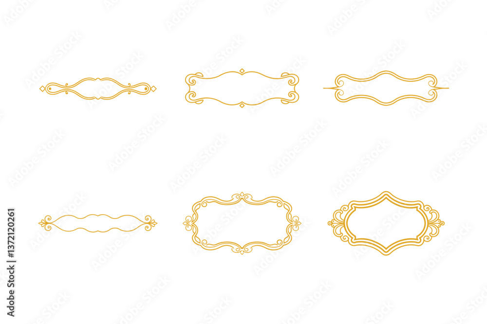 Obraz premium Vintage gold ornate frame set vector design elements