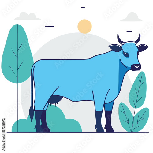 Blue Cow Illustration: An eye-catching illustration of a stylized blue cow. This image is a perfect visual asset for various creative projects