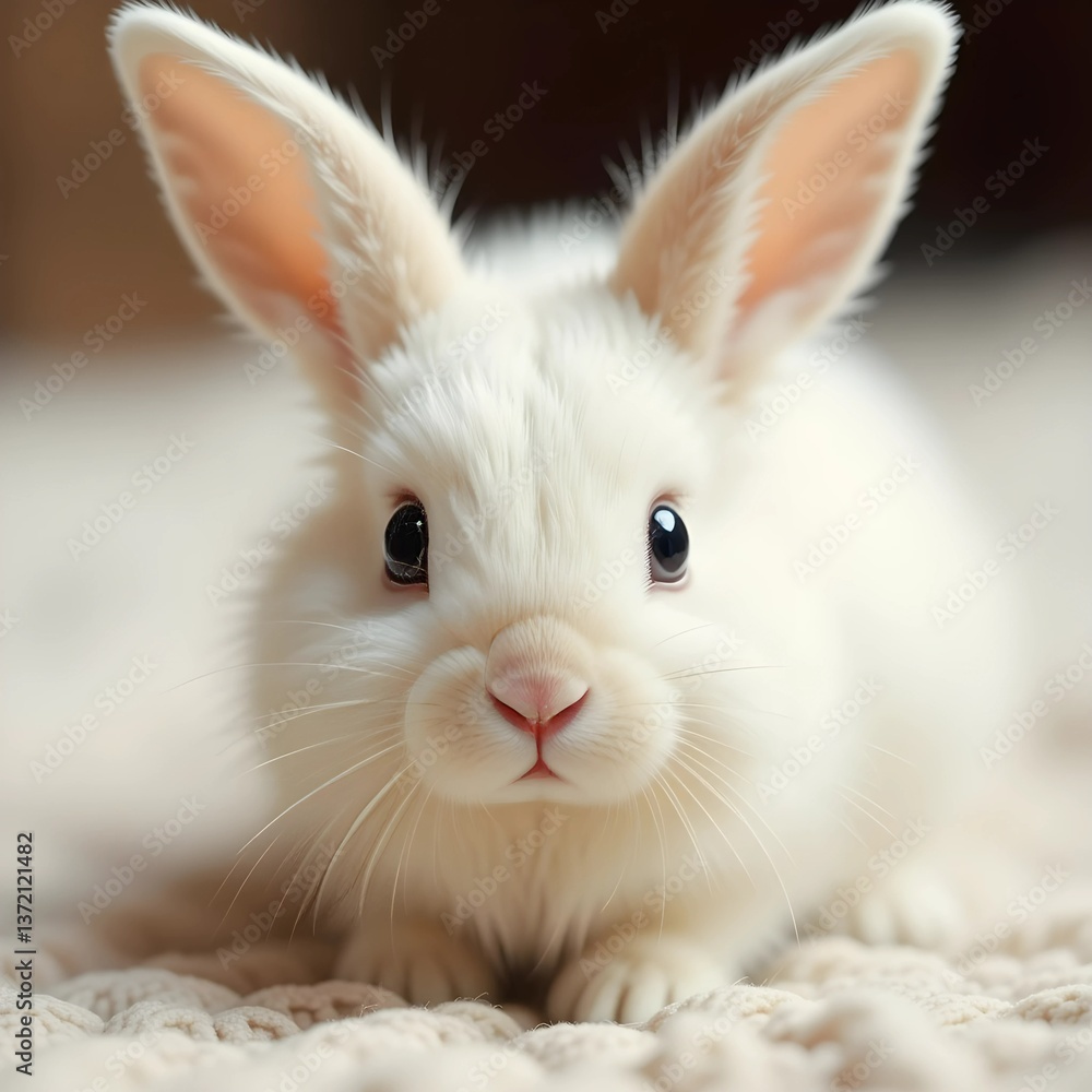 Obraz premium cute white rabbit on a white background