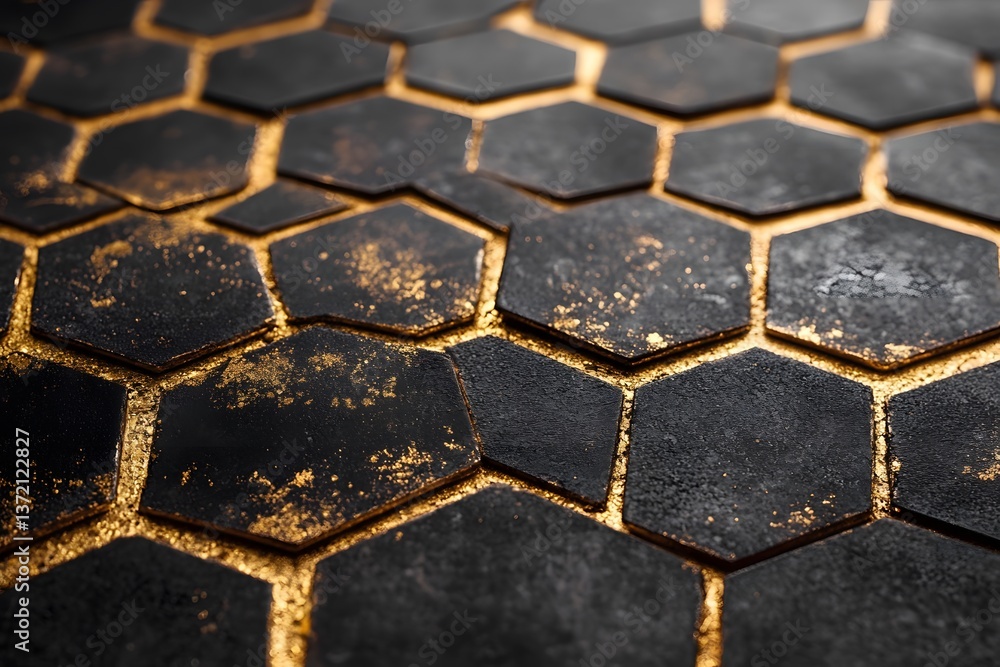 Modern Geometric Hexagon Tiles with Luxurious Gold Accents for Interior Design Modern Geometric Hexagon Tiles with Luxurious Gold Accents for Interior Design