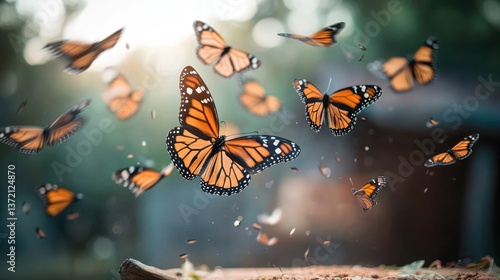 Monarch butterflies in flight (2)