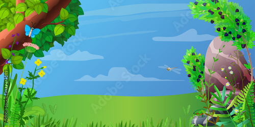 vector cartoon forest illustration.  Hand drown Baby graphics concept.