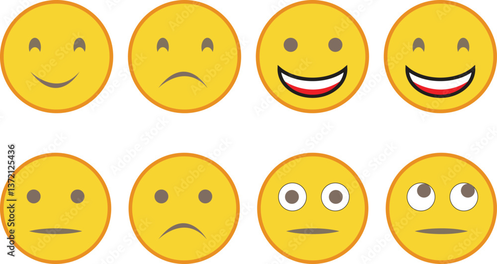 Set of smiley faces with different emotions Set of smiley faces with different emotions