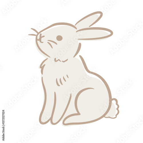Hand Drawn Bunny. Whimsical Rabbit Line Art Sketch