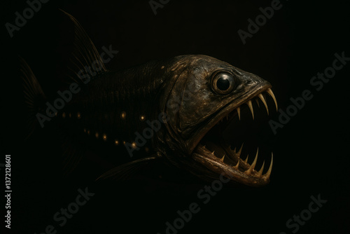 Sloane’s viperfish revealing luminous spots and sharp fangs