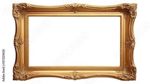 Ornate Gold Picture Frame, Square Composition, Isolated on Transparent Background, Vintage Design, Picture Frame, Gold Frame, Art Frame