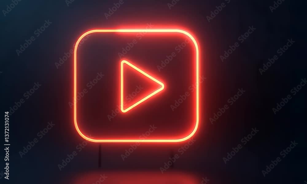 Glowing Neon Play Button: A vibrant digital icon Glowing Neon Play Button: A vibrant digital icon