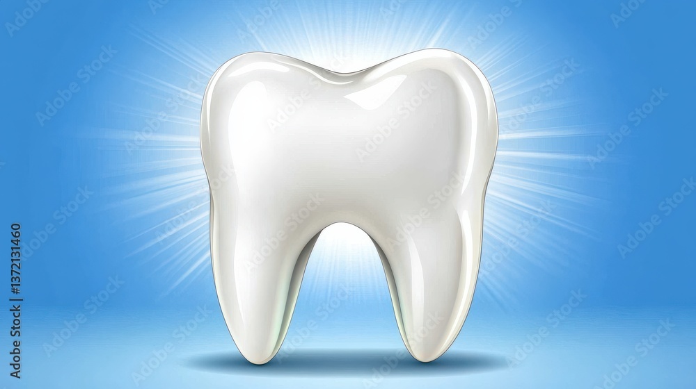Bright Shiny Tooth on Blue Background Illustration Bright Shiny Tooth on Blue Background Illustration