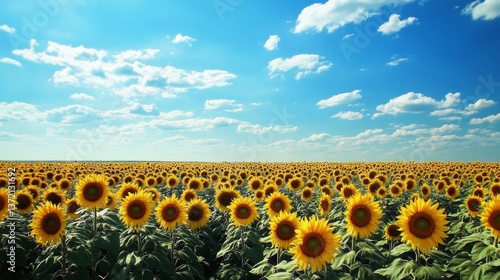 Wallpaper Mural Vibrant sunflower field under clear blue sky, golden petals dancing in gentle breeze Torontodigital.ca