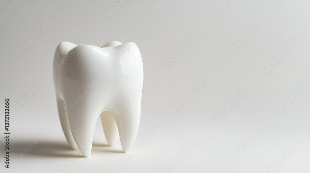 Polished White Tooth on Soft Plain Background Polished White Tooth on Soft Plain Background