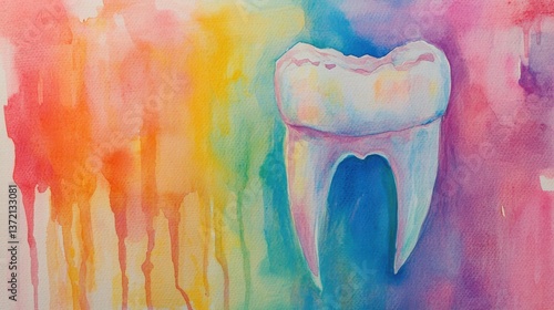 Soft Pastel Painting of a Single Tooth with Brushstrokes