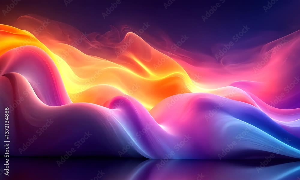 Abstract flowing multicolored waves animation with mesmerizing vibrant gradients