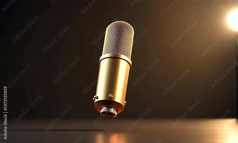 Golden Studio Microphone:  A Captivating Image of Professional Audio Equipment