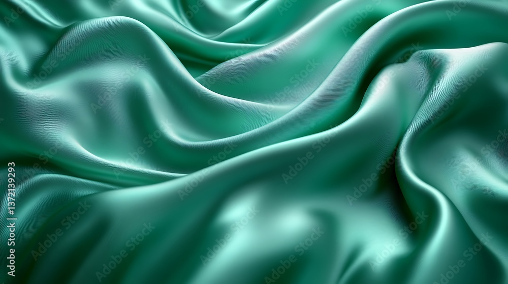 Obraz premium A smooth, silky texture in shades of emerald and forest green, with a soft, reflective sheen,