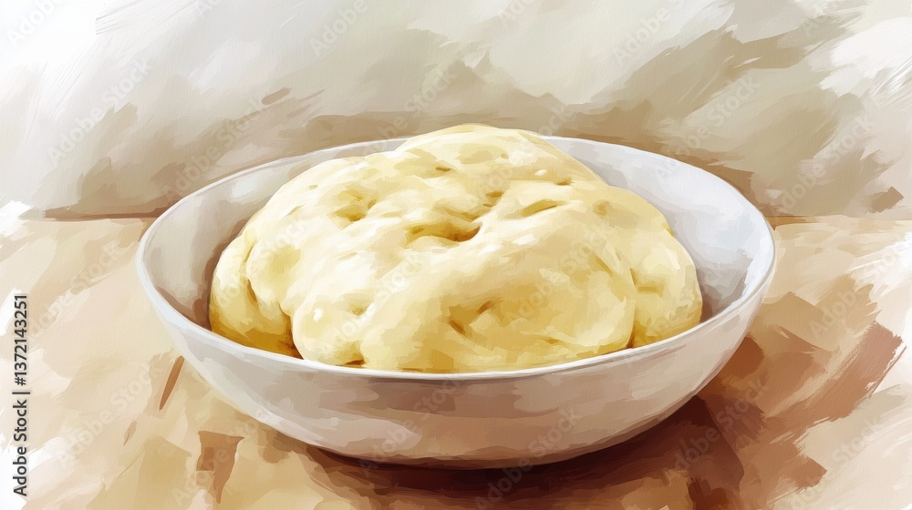 Warm Bowl of Rising Dough in Cozy Kitchen Setting Warm Bowl of Rising Dough in Cozy Kitchen Setting