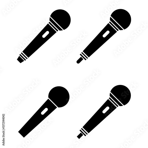 Set of Microphone icon, audio speech symbol, record concert sign, web button design .