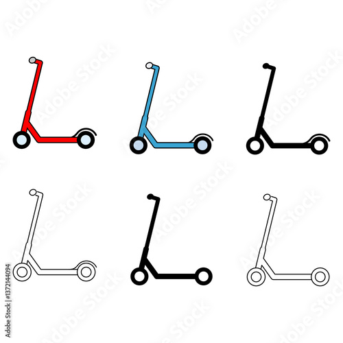 Set of Electric scooter icon, flat eco friendly transport, vehicle vector illustration .
