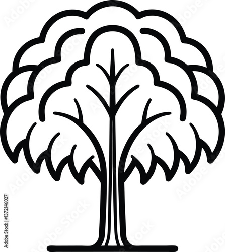Willow tree outline icon on white background