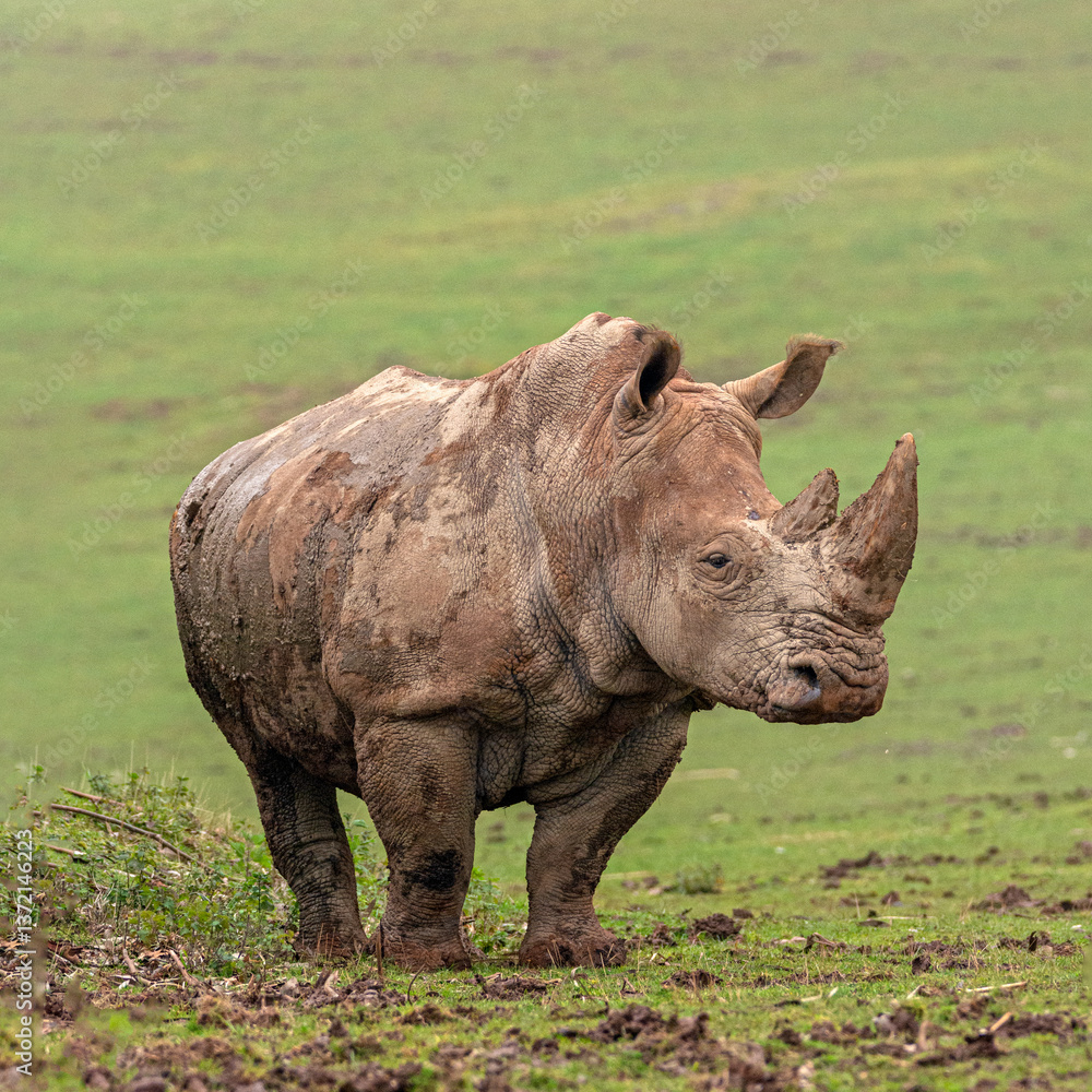Obraz premium Majestic rhinoceros in its natural habitat