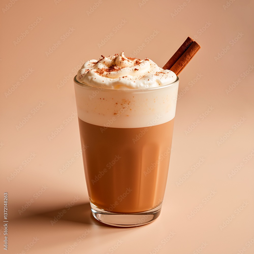 coffee latte with cinnamon in glass coffee latte with cinnamon in glass