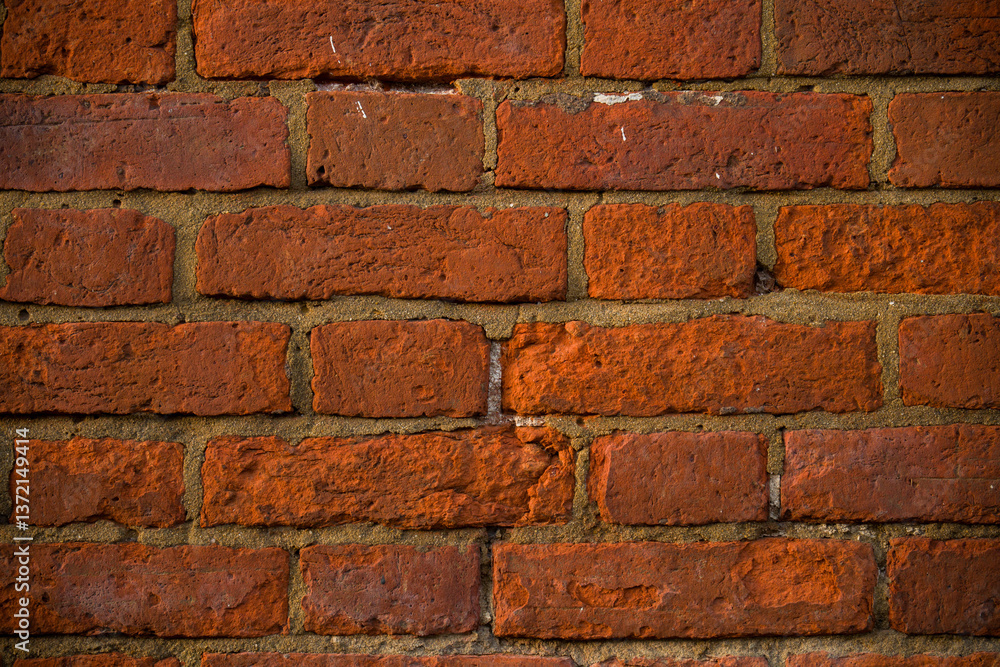 Traditional red brick wall, displaying a weathered and textured surface 1 Traditional red brick wall, displaying a weathered and textured surface 1