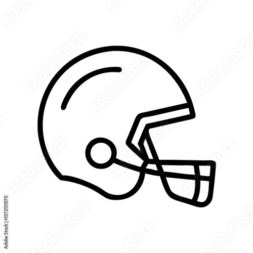 Football helmet icon in a minimalist line art style