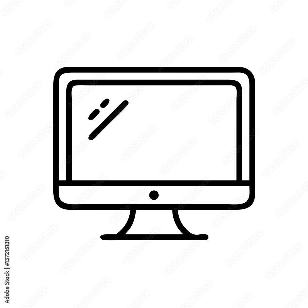 Monitor icon with minimalist design on a white background Monitor icon with minimalist design on a white background