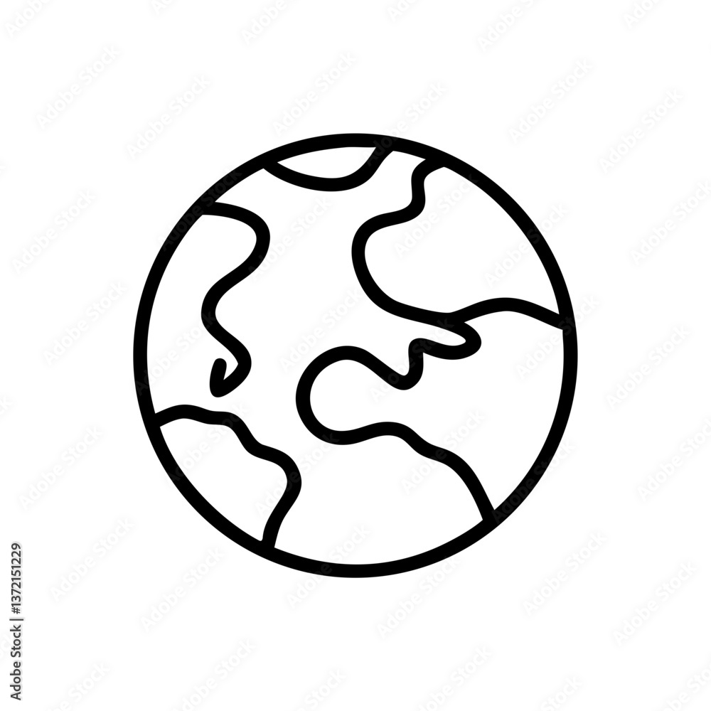 Planet illustration in black line art style Planet illustration in black line art style