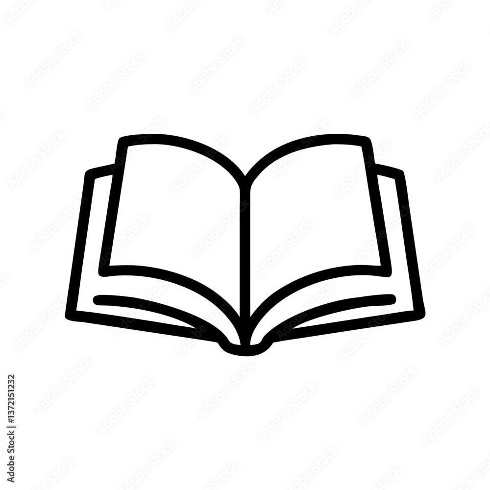 Open book icon in minimalistic line art style on white background Open book icon in minimalistic line art style on white background