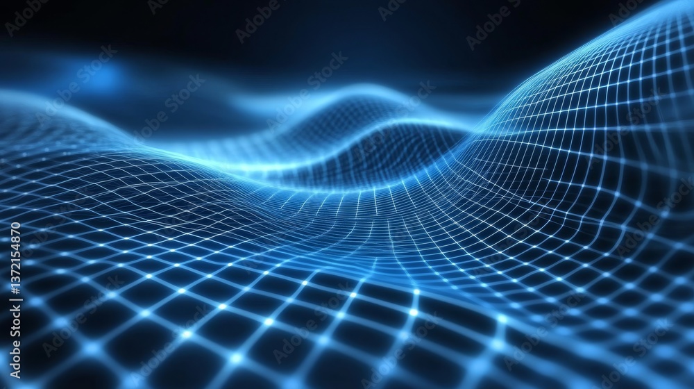Abstract Blue Grid Wave Digital Mesh Composition, Network Concept, Deep Blue Tones Digital art, Network visualization Abstract Blue Grid Wave Digital Mesh Composition, Network Concept, Deep Blue Tones Digital art, Network visualization