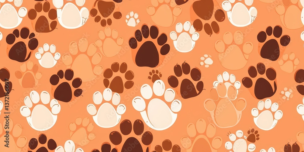 Fototapeta premium Seamless pattern of adorable cat paws and claws, perfect for pet-themed designs, paw print, hand drawn