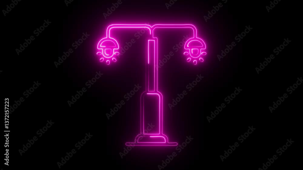 Glowing neon citylight icon isolated on black background. HD Video motion graphic animation Glowing neon citylight icon isolated on black background. HD Video motion graphic animation