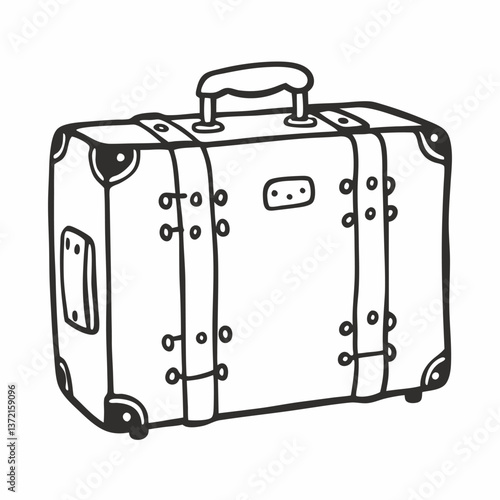 Vintage Suitcase  Illustration Featuring Classic Travel Luggage Design