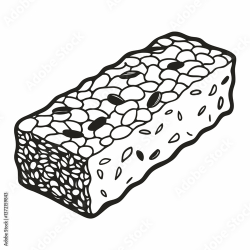 Hand Drawn Granola Bar Illustration with Nuts and Seeds