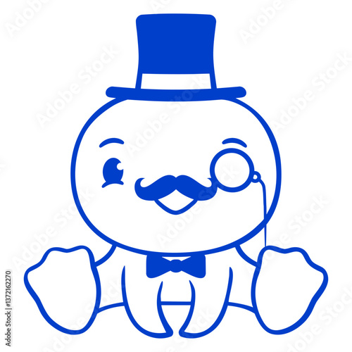 Sir Bird Top Hat Monocle Glasses Rich Gentleman Design Lover Art Vector Illustration Card T-Shirt Poster Sticker Graphic Print Decorative Drawing Isolated Logo Decoration Symbol Creative Cool Style
