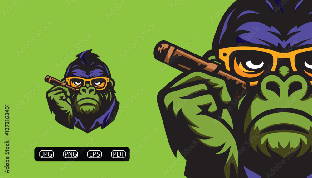 Obraz premium Fierce King Kong Mascot Logo - Powerful Vector Design