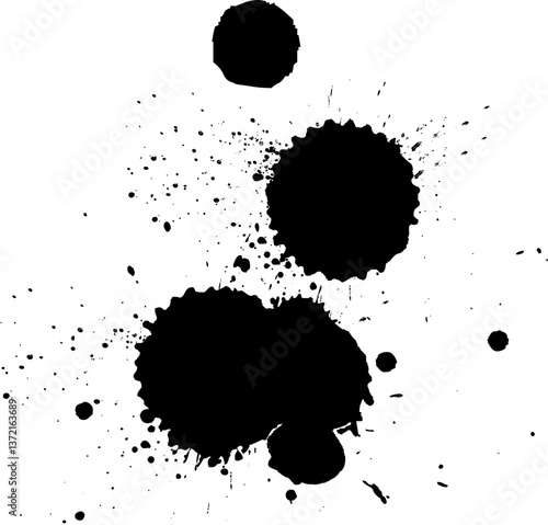 black ink brush painting dropped splatter splash artistic grunge graphic element
