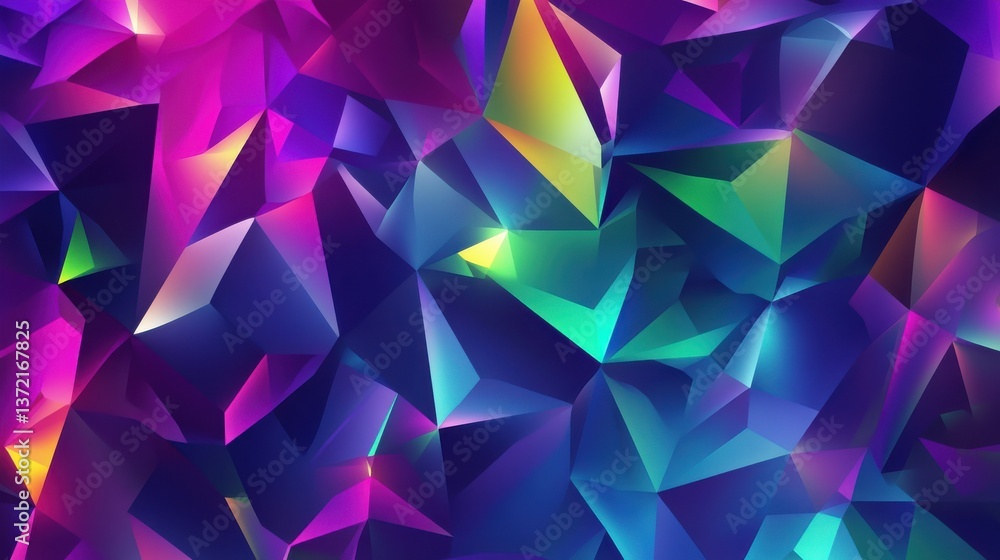 A vibrant and abstract polygonal design, showcasing a blend of purple, blue, and green in a dynamic geometric shape. illustration A vibrant and abstract polygonal design, showcasing a blend of purple, blue, and green in a dynamic geometric shape. illustration