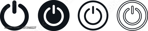 Power Button Icon Set. Black, White, Filled and Outlined Symbols for On/Off Control Systems and User Interface Design