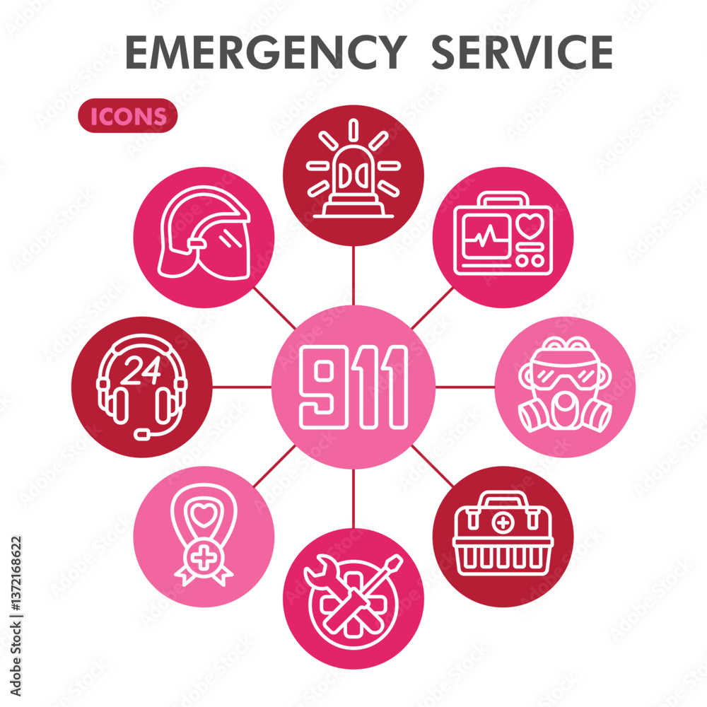 Emergency service symbols collection or sketches. human rescue theme icons in line style signs for web and app. Vector graphics isolated on white background. Emergency service symbols collection or sketches. human rescue theme icons in line style signs for web and app. Vector graphics isolated on white background.